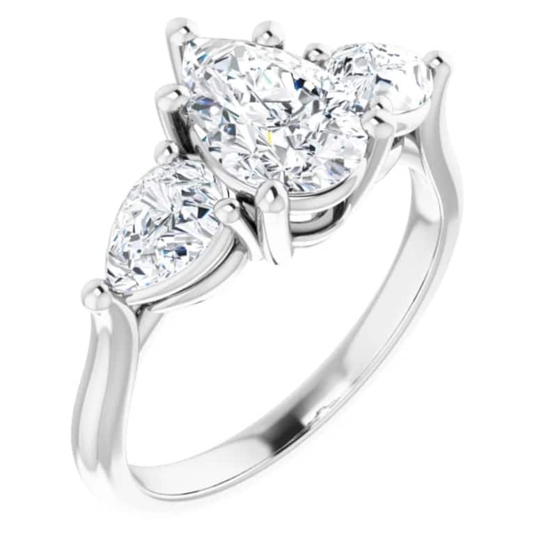 2Ct TW Pear Shape Three Stone Diamond Engagement Ring in Gold Lab Grown