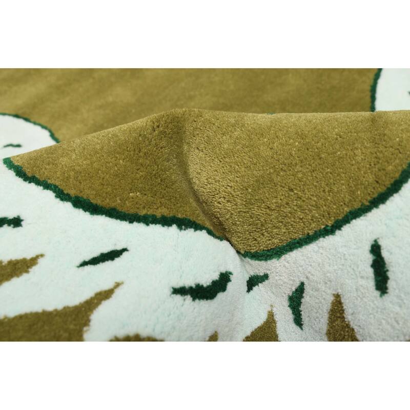 ECARPETGALLERY Hand Tufted Timeless Olive Wool Rug - 9'1 x 12'0