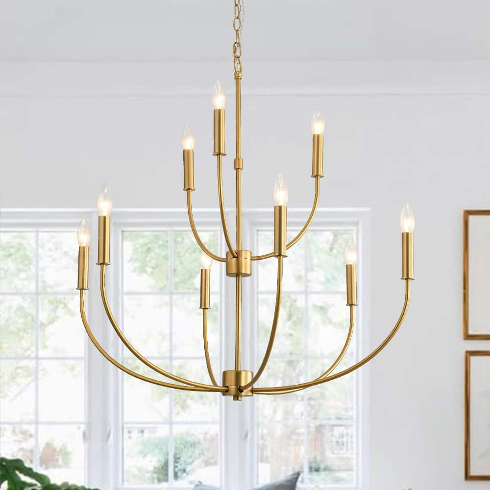Modern Farmhouse 9-Light Candle Style Tiered Entryway Chandelier - 32.3 in