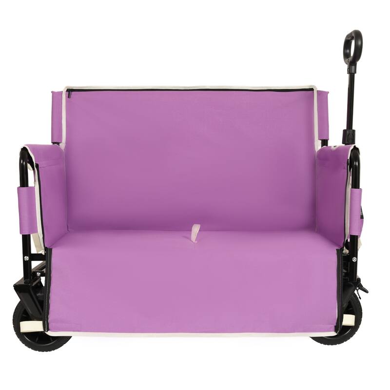 3-in-1 Heavy-Duty Folding Wagon Cart with Bench & All-Terrain Wheels