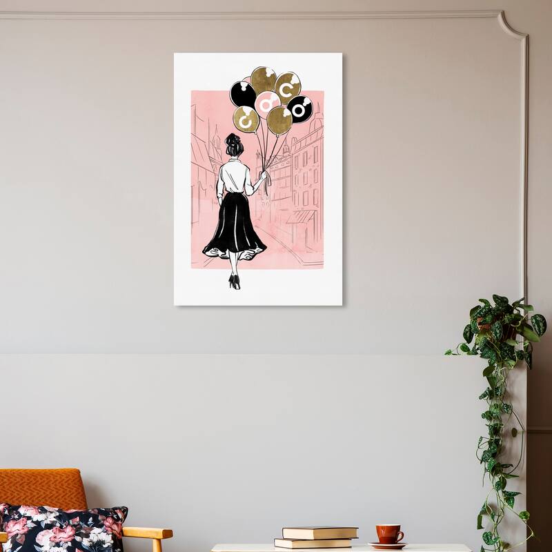 Wynwood Studio Canvas Fashion and Glam Balloons For Her Pink and Light Pink Glam Wall Art Canvas Print - 30 x 20