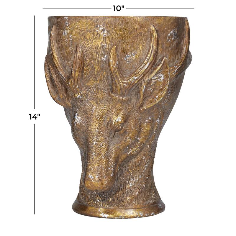 Bronze Polystone Traditional Planter - 10"L x 10"W x 14"H