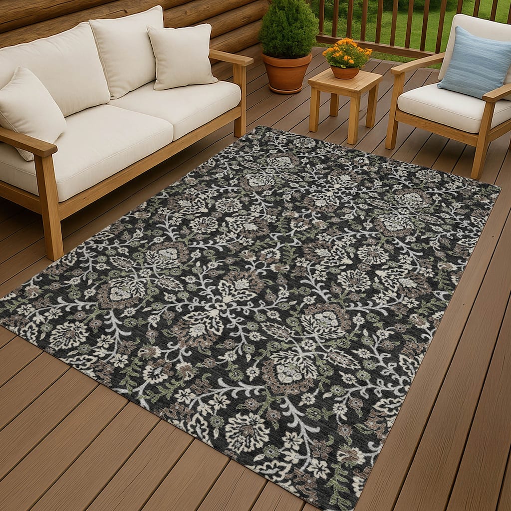 Machine Washable Indoor/ Outdoor Traditional Hartman Chantille Rug