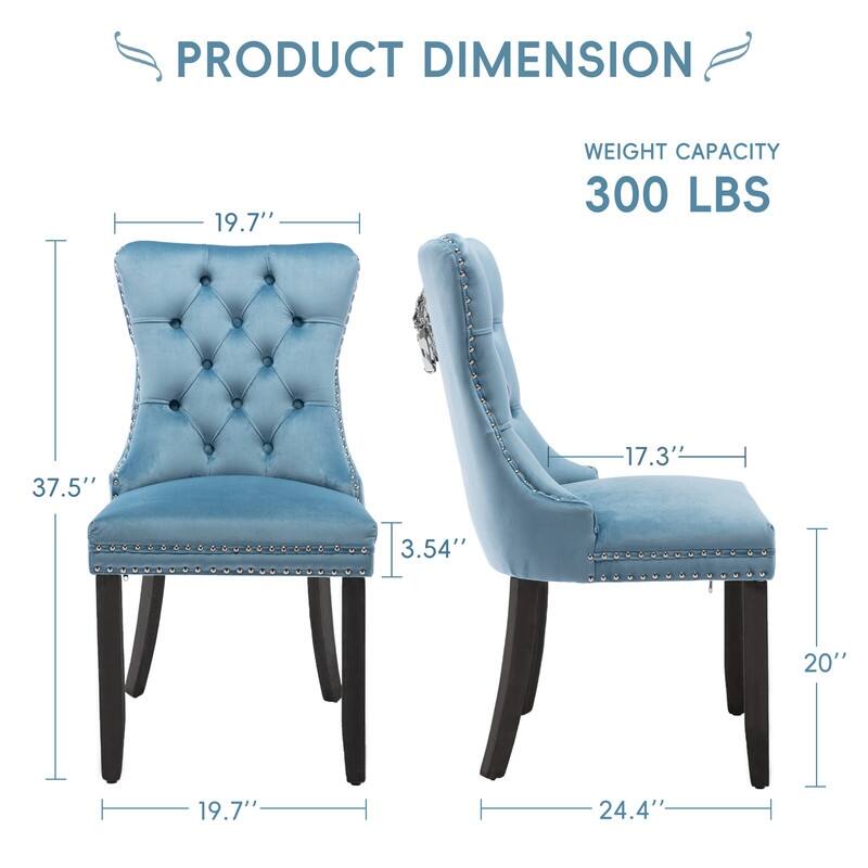 Solid Wood Velvet Upholstered Dining Chair Set of 6