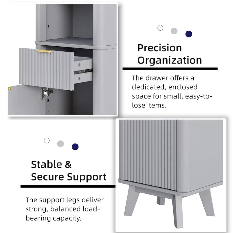 68" H Tall Bathroom Storage Cabinet with Adjustable Shelves and One Drawer & Door, Storage Cabinet for Bathroom, Living Room