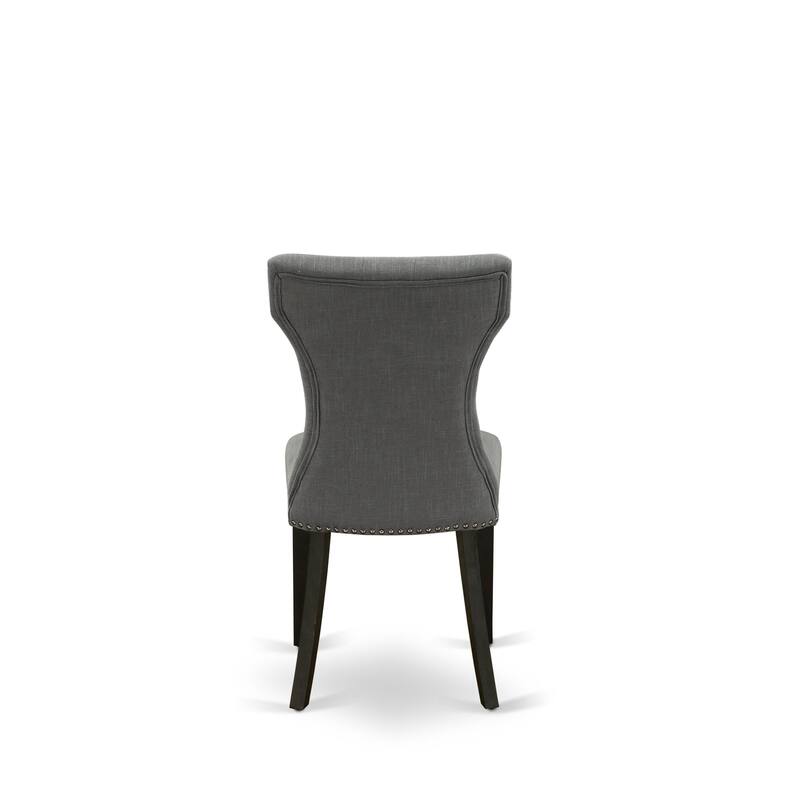 East West Furniture 3 Piece Dinette Set- a Round Dining Table with Dropleaf and 2 Linen Fabric Dining Chairs, (Finish Options)
