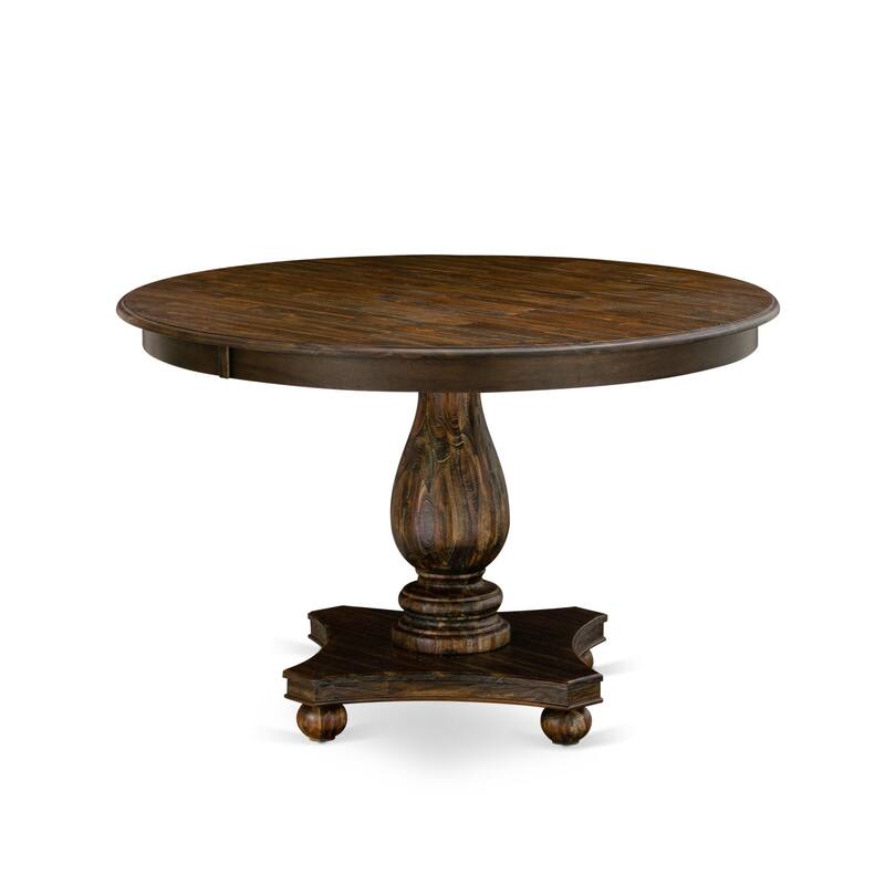 East West Furniture Ferris Modern Dining Table - a Round Kitchen Table Top with Pedestal Base, 48x48 Inch, (Finish Options)