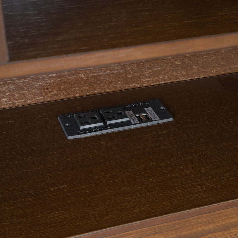 King Size Wood Platform Bed with Multi-storage Headboard, USB and Drawers