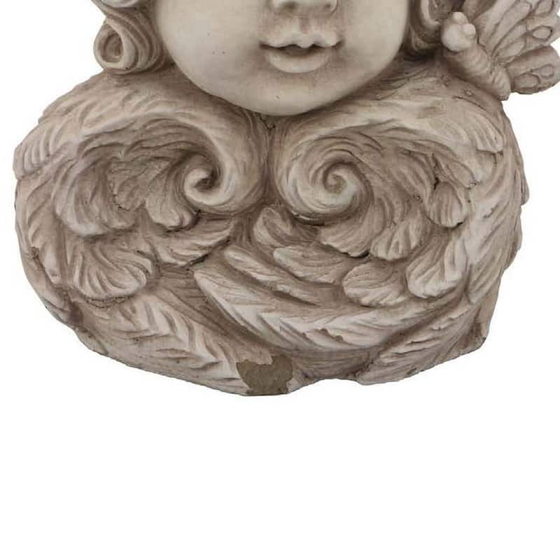 Accent Planter, 13 Inch Face Design, Floral Details, Beige Terracotta