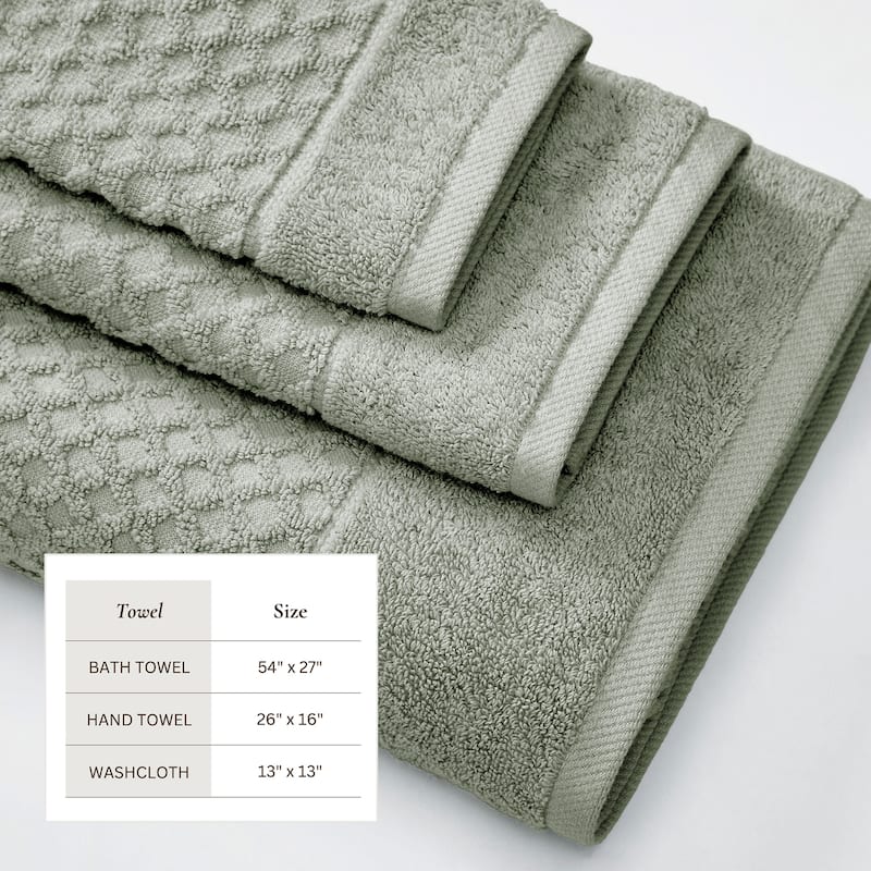 Linery & Co. Cotton Diamond Waffle Texture Bath Towels.