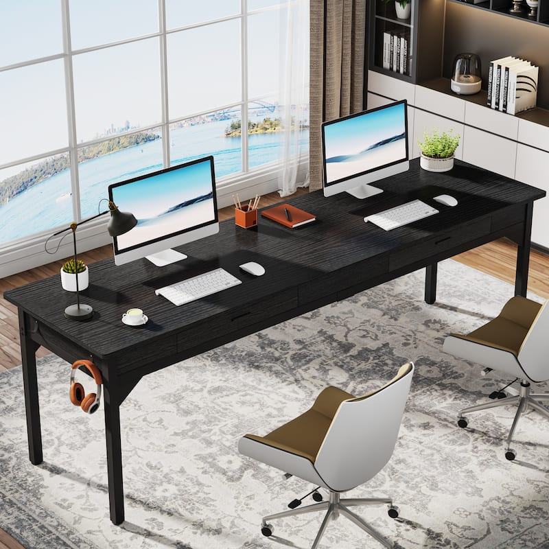 78.7" Extra Long Computer Desk, Two Person Large Desk with 2 Drawers