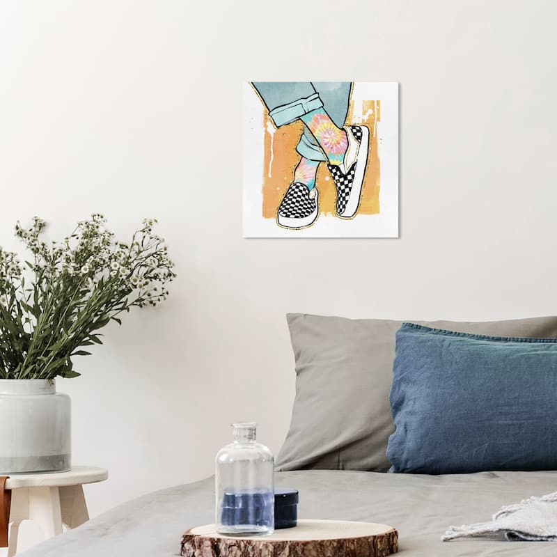 Wynwood Studio Canvas Fashion and Glam Her Favorite Shoes Orange and Light Orange Glam Wall Art Canvas Print - 12 x 12