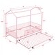 preview thumbnail 21 of 32, Contemporary Mordern Design Twin Size House Platform Bed,Solid Metal Bed with Trundle,Semi-Enclosed Fence