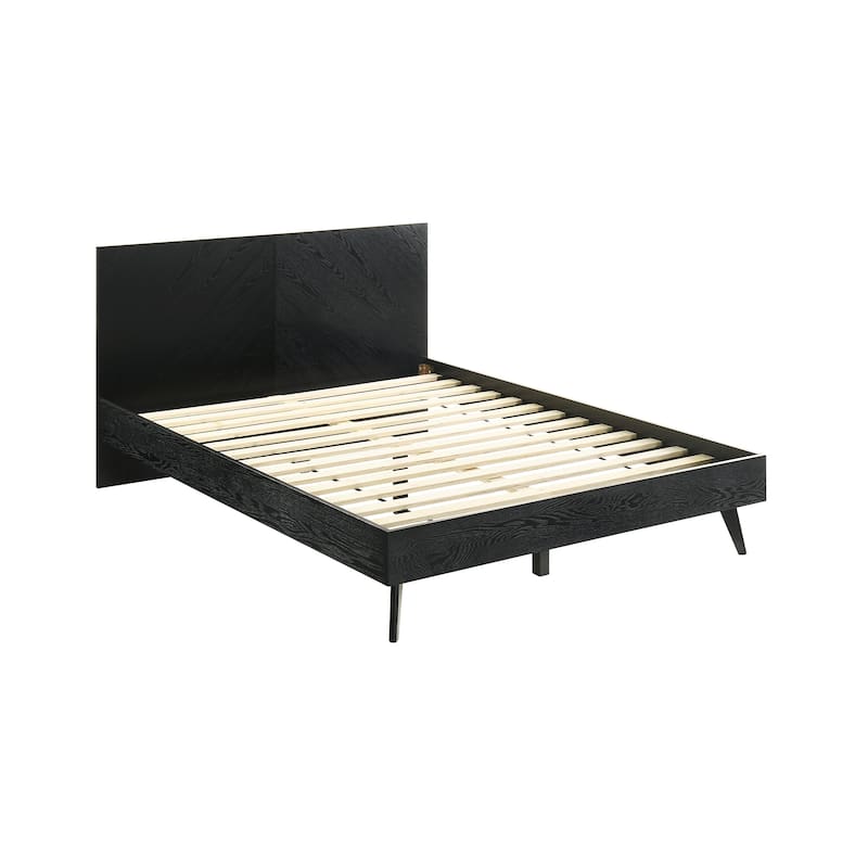 Petra Black Wood 3 Piece Bedroom Set with 2 Nightstands and Platform King or Queen Bed Frame