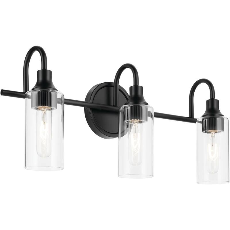 Kichler 55211 Kavi 3 Light 23" Wide Vanity Light with Clear Glass - Black
