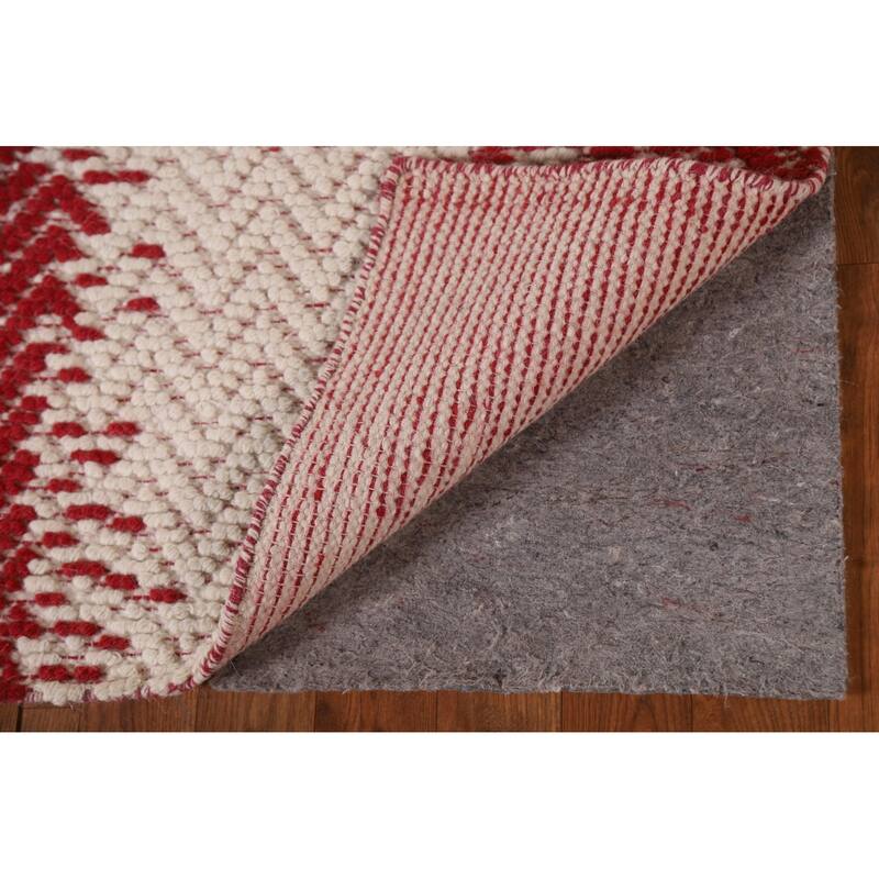 Hand Knotted Oriental 100% Wool Carpet Modern Chevron Red Moroccan Area Rug - 7' 0'' X 5' 1''