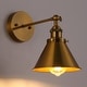 preview thumbnail 7 of 12, Industrial Brass Wall Sconce with Metal Cone Shade
