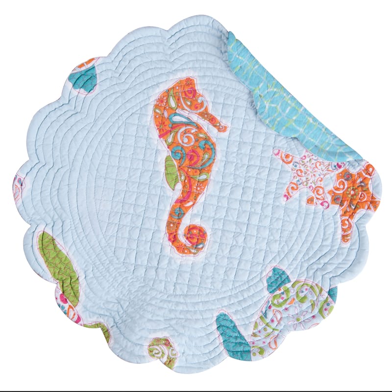 St. Kitts Cotton Quilted Round Reversible Placemat Set of 6 - Set of 6