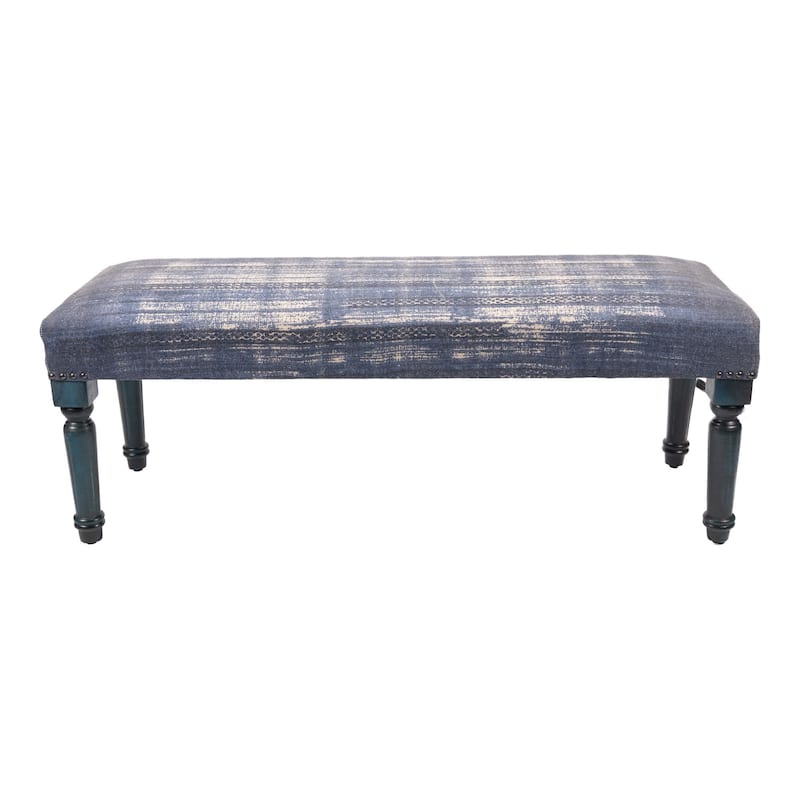 47" Antique Blue Distressed Rectangular Bench
