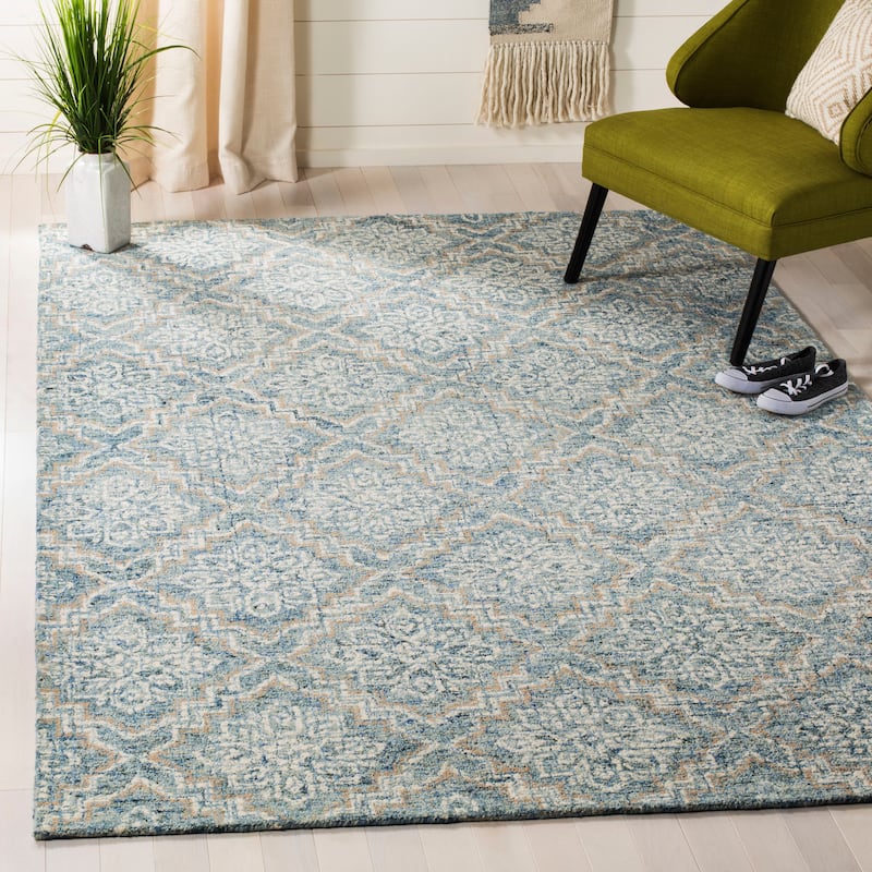 SAFAVIEH Handmade Abstract Ingegerd Modern Wool Rug - 9' x 12' - Blue/Grey