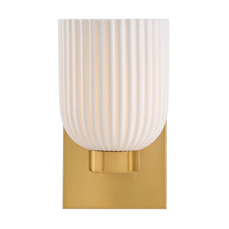 Isla Blanca 1-Light Wall Sconce in Warm Brass by Breegan Jane