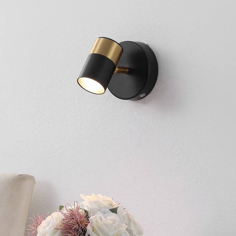 6" 1-Light LED Rechargeable Spotlight, by JONATHAN Y - N/A - Black/Brass Gold