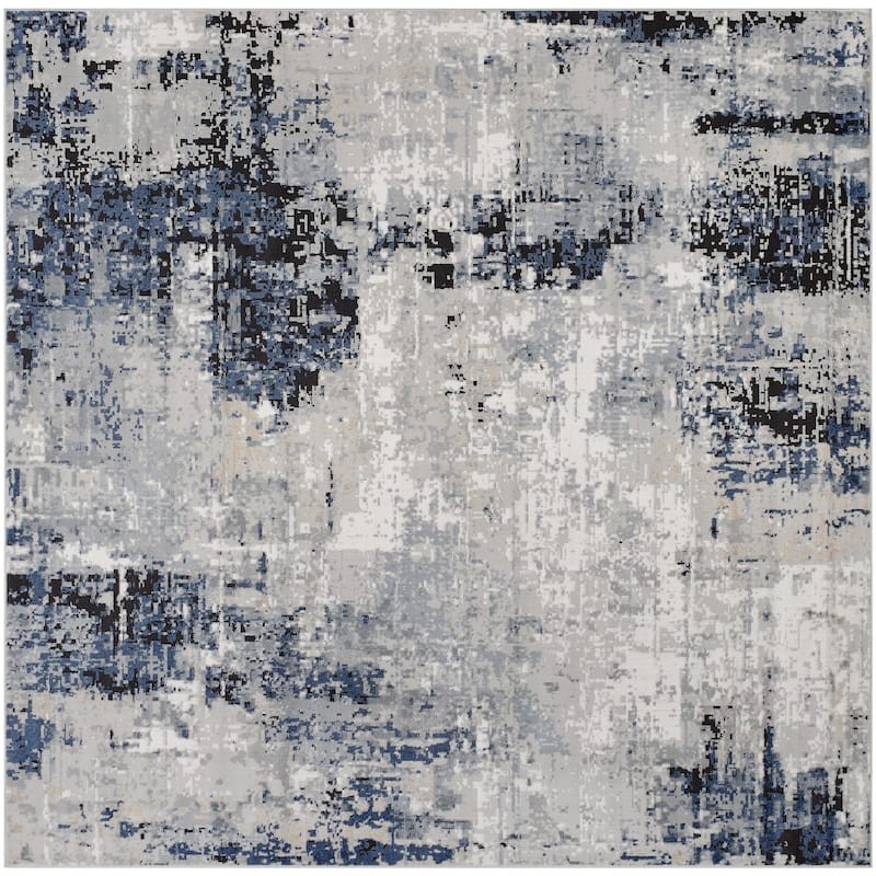 Livabliss Jolie Transitional Abstract Area Rug - Denim - 6'7" x 6'7" Square