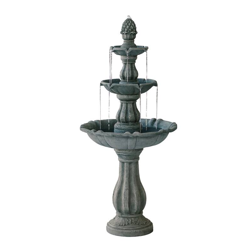 XBrand 51"H Fiber Resin Grey 3-Tier Freestanding Waterfall Fountain