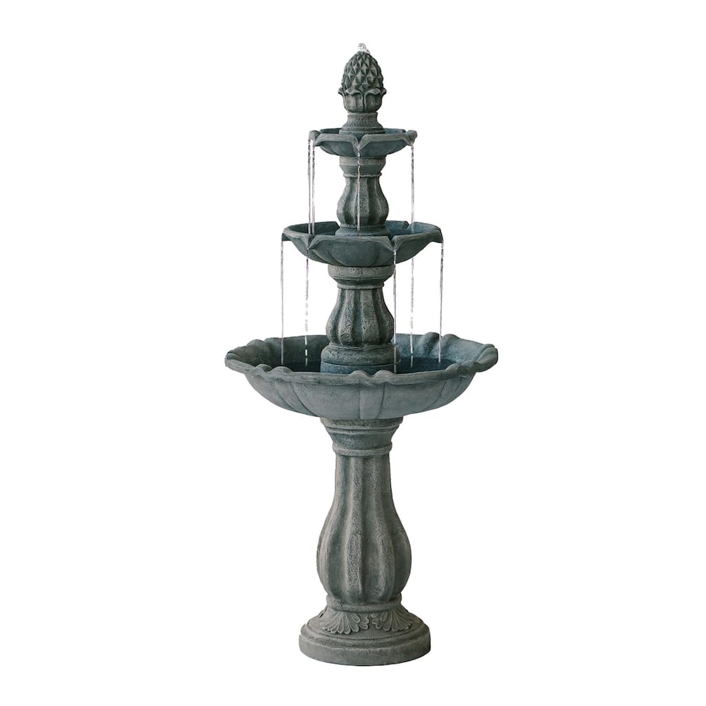 XBrand 51"H Fiber Resin Grey 3-Tier Freestanding Waterfall Fountain
