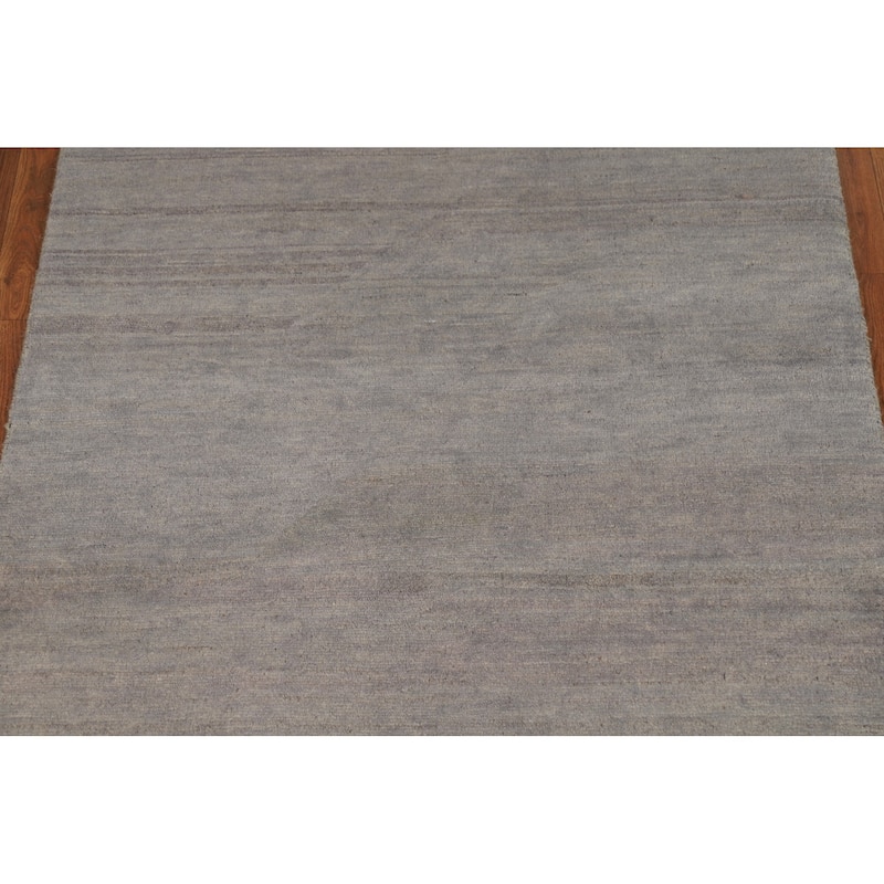 Hand Knotted Oriental 100% Wool Carpet Modern Modern Greys & Charcoal Gabbeh Area Rug - 4' 11'' X 3' 3''