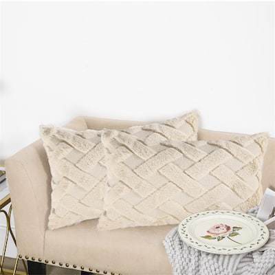 Adeco Pack of 2 12"x 20" Fabric Throw Pillow Covers