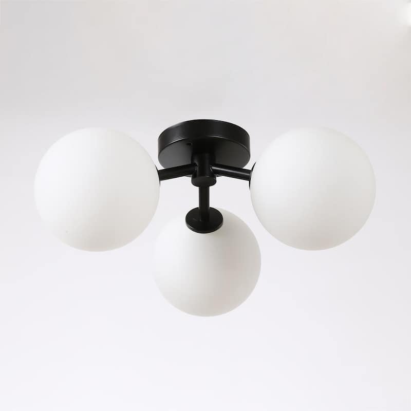 Modern Semi Flush Mount Ceiling Light - 3 Spheres Globe Design
