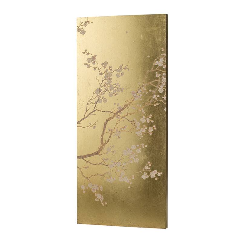Tim 47 Inch Tall Wall Art Set of 2, Divided Floral Design, Gold, Brown