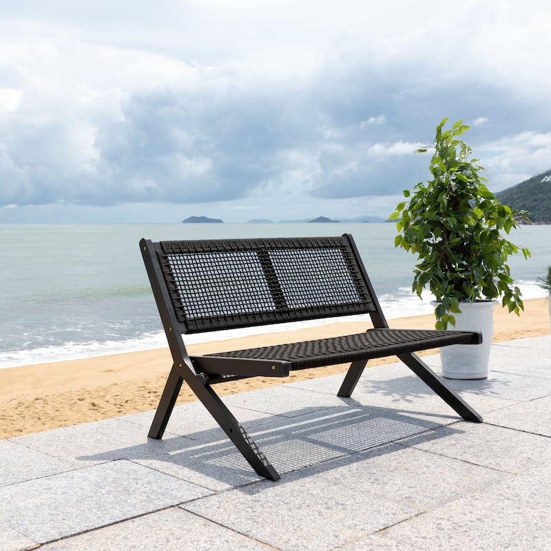 SAFAVIEH Cimen Outdoor Solid Wood Foldable Bench - 45Wx30Dx30H