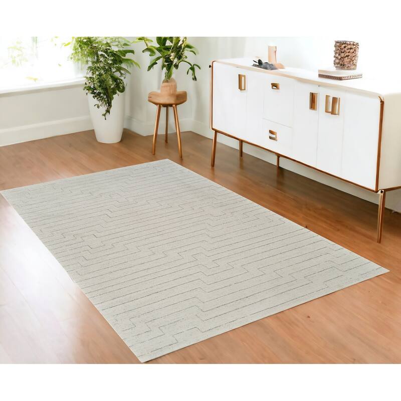 Betab Distressed Abstract Stain Resistant Woven Durable Area Rug By HomeRoots - 4' X 6' - Cream and Beige - Rectangle