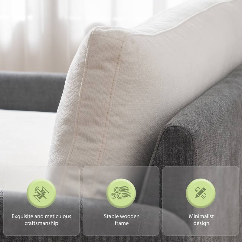 Chenille Single Sofa Chair,Wide And Deep Seat Accent Chair,Upholstered Armchair,Color Blocking Couch Lounge With Pillows