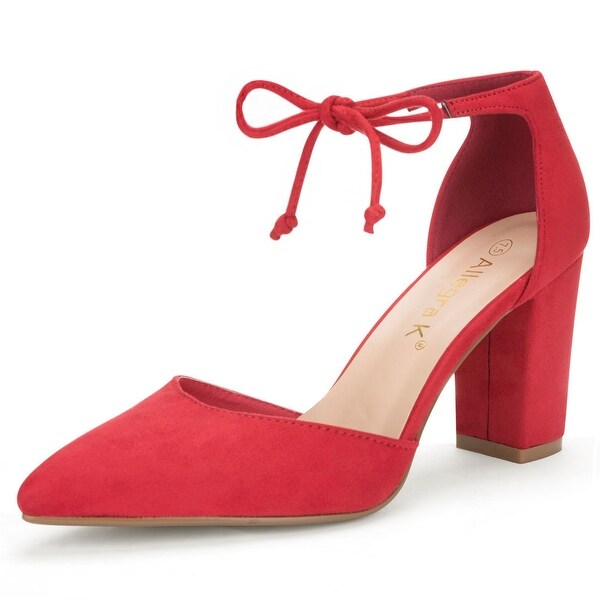 red heels with ankle tie