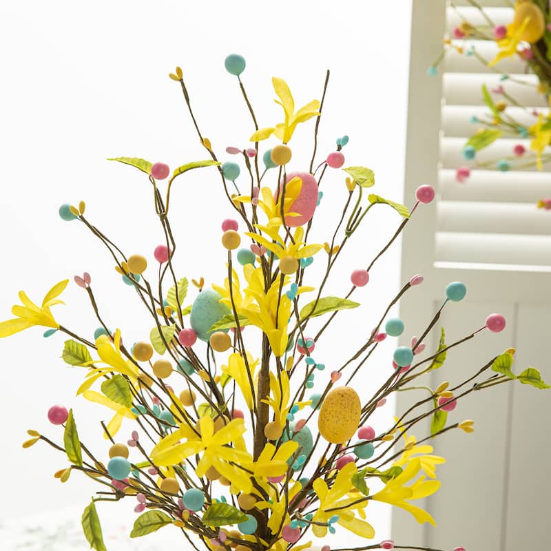 Glitzhome 18"H Easter Eggs Blossom Table Tree Spring Artificial Plants Centerpieces