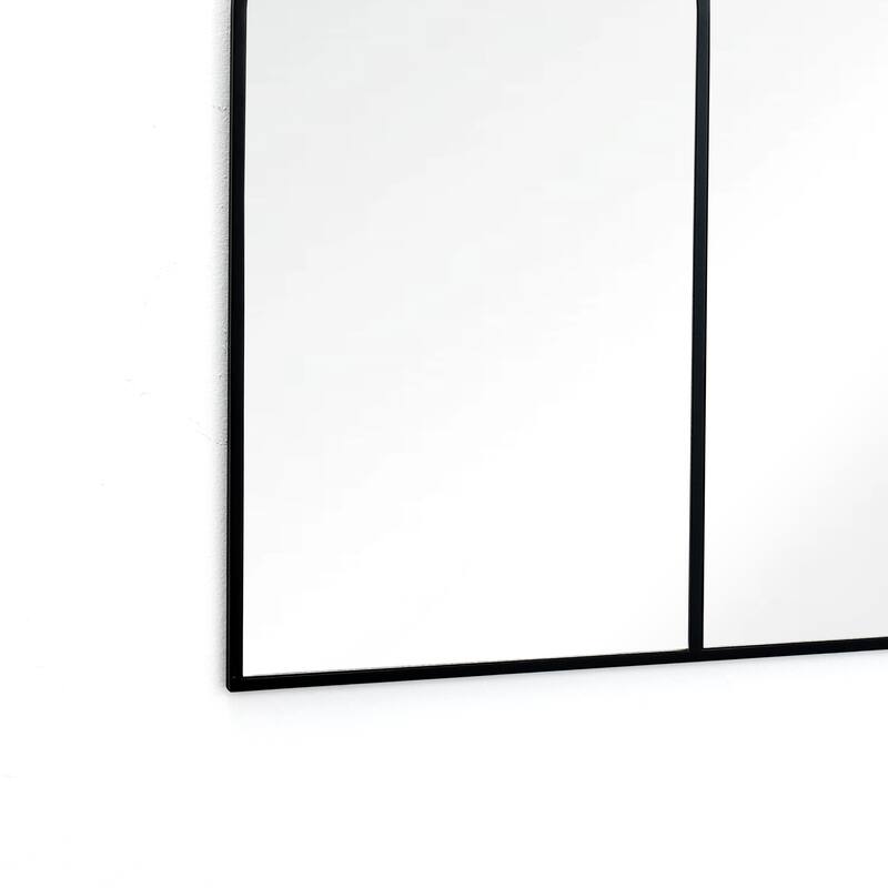 Triple Arch Black Metal Framed Decorative Wall Mirror - 31.5" H x 42.13" W x 0.59" D