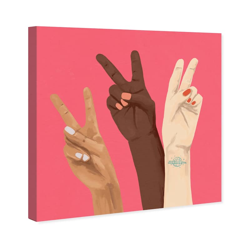 Wynwood Studio Canvas People and Portraits Bright Pink Friendship Pink and Modern & Contemporary Wall Art Canvas Print