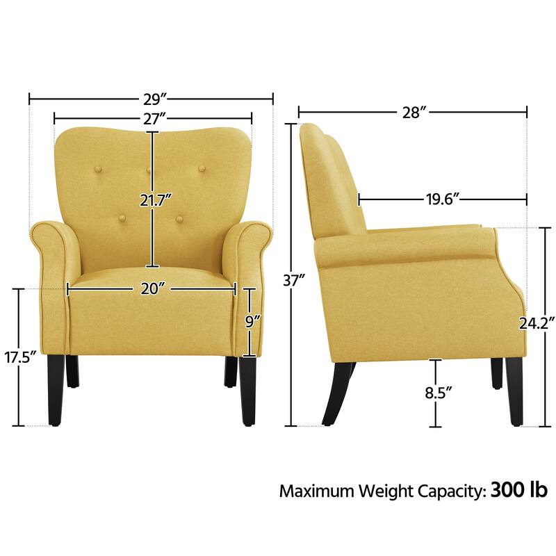 Yaheetech Modern Polyester Fabrics Upholstered Accent Chair Single Sofa for Living Room