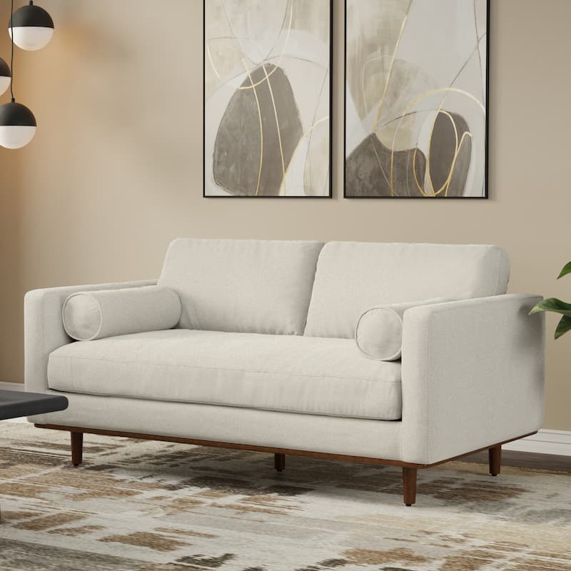 WYNDENHALL Brixley 72 inch Wide Mid-Century Modern Sofa - 72"W x 38.25"D x 34"H - Cream White