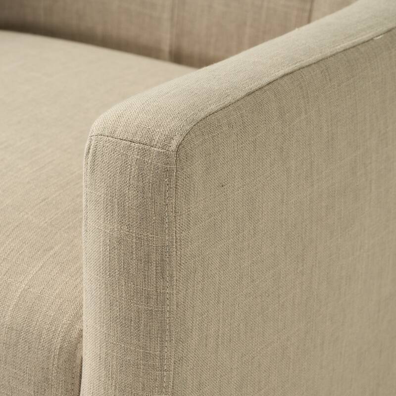 Beige 29.6" Button Tufted Arm Chair with Ottoman
