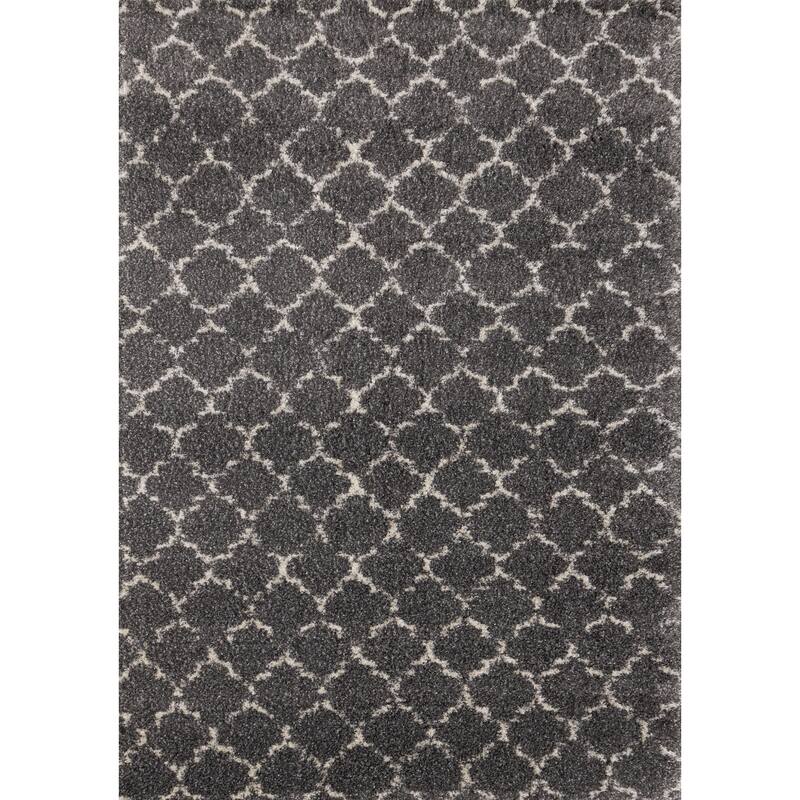 Lush Collection - Grey/Cream Lattice Rug