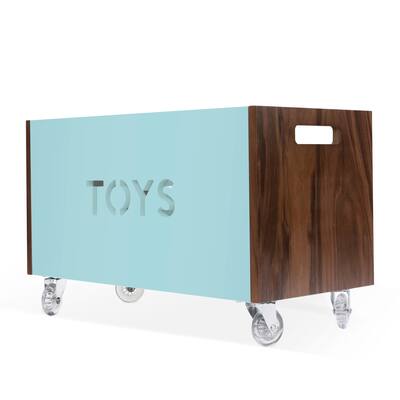 Nico & Yeye Walnut Wood Veneer Toy Box Chest on Casters - 18"
