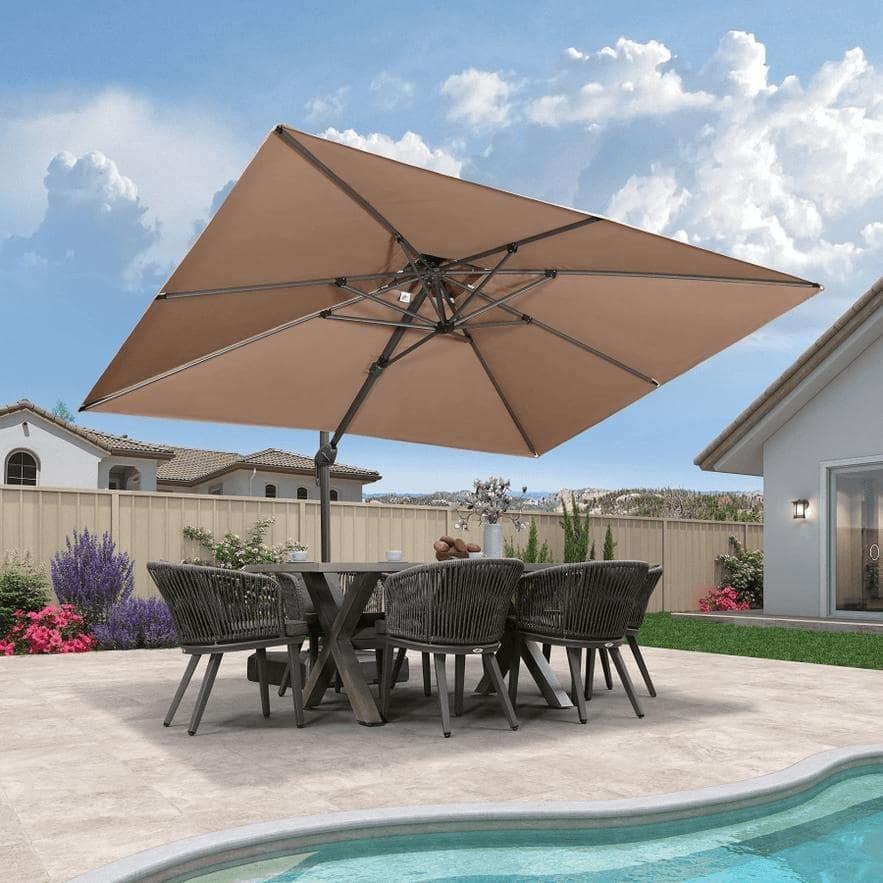 PURPLE LEAF Patio Cantilever Umbrella with 360 Degree Rotation