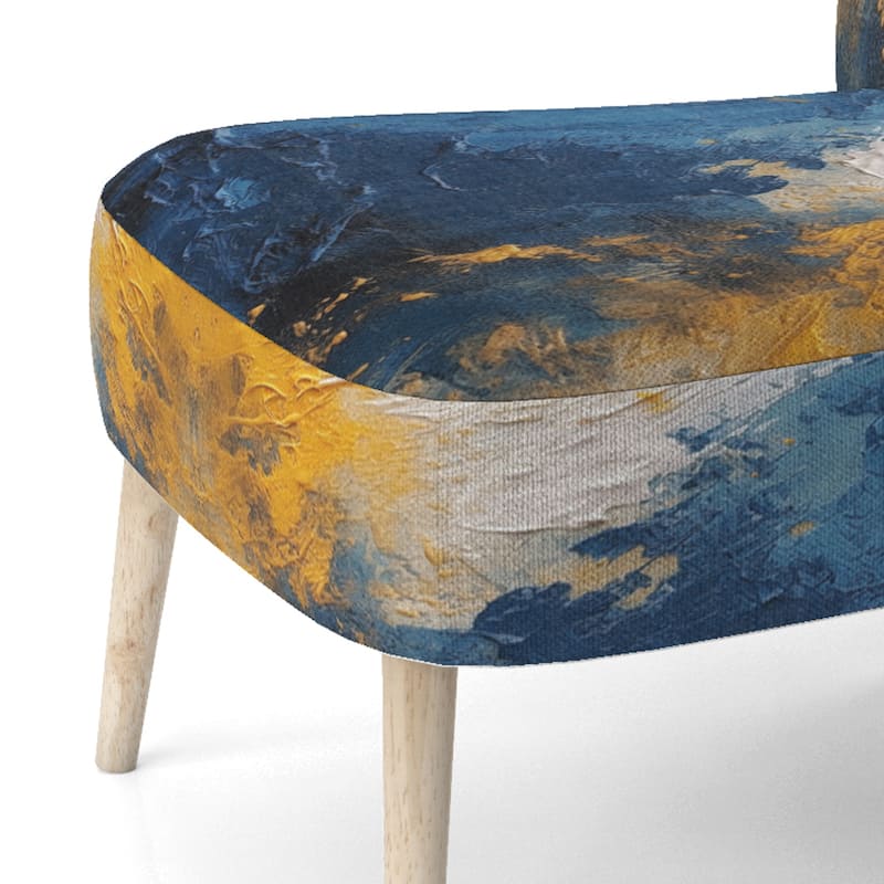 Designart "Blue and Yellow Intuitive Expressions I" Upholstered Abstract Accent Chair and Modern & Contemporary Arm Chair