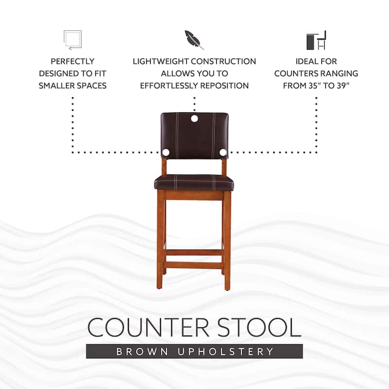 Linon Clover 24-inch Dark Brown Faux Leather Counter Stool