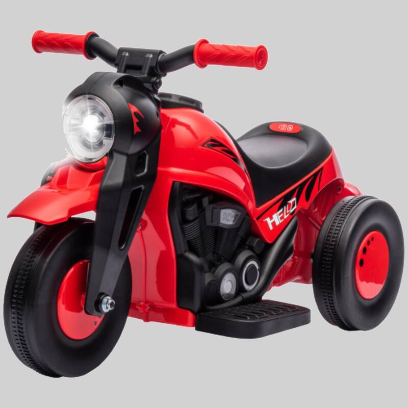 Toddler Electric Motorcycle, 6V Ride-On Bubble Car with LED Headlight, Music, 3-Wheeled Motorbike, 1.9 MPH Speed - Red