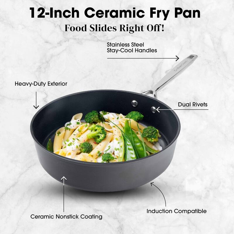 Gotham Steel Pro Ultra Ceramic 2X Nonstick 4 Qt Deep Sauté Pan with Lid Cookware